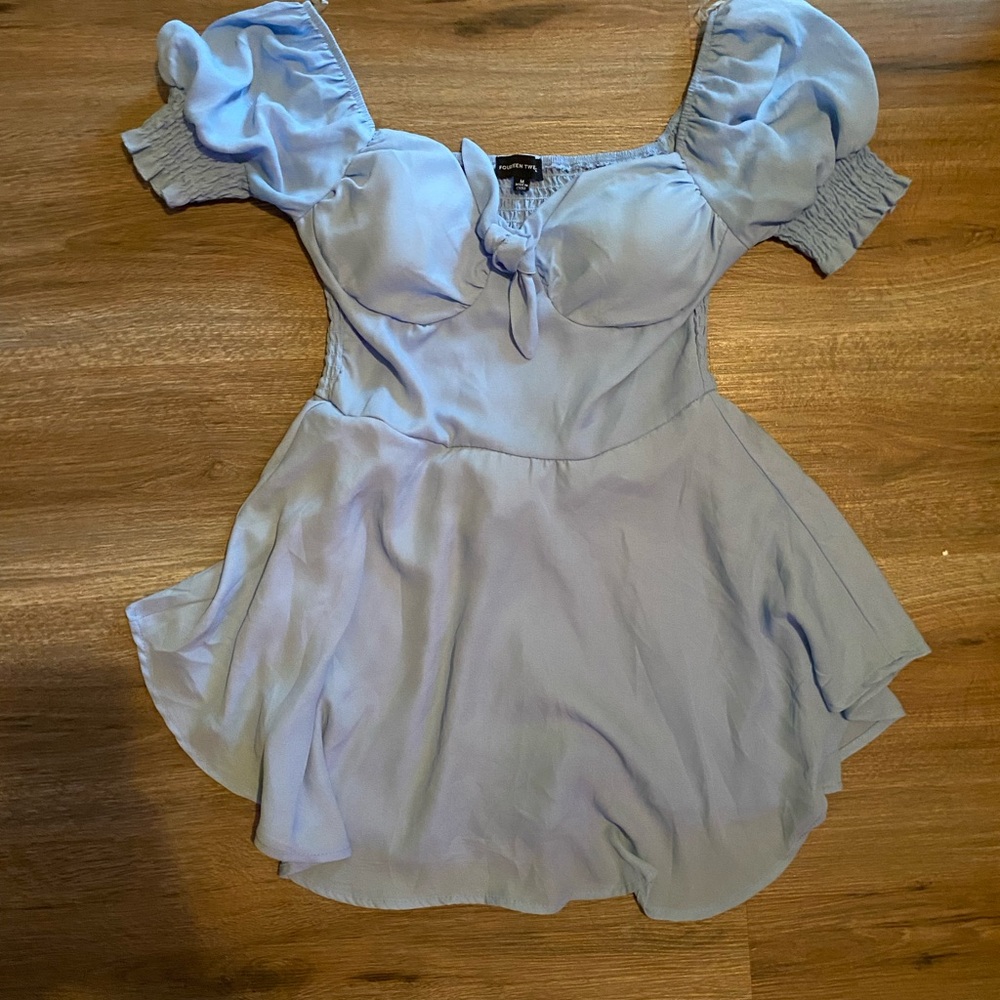 Light Blue Puff Sleeve Dress